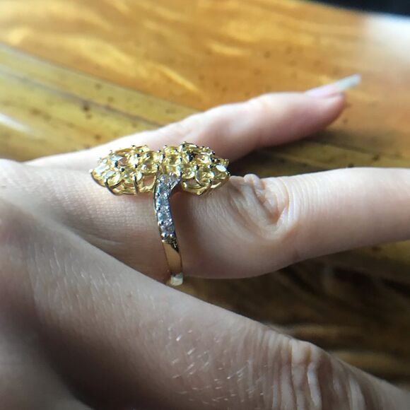 Natural Heliodor Yellow Beryl Sterling Silver Cocktail Ring Size 7 - Picture 2 of 8